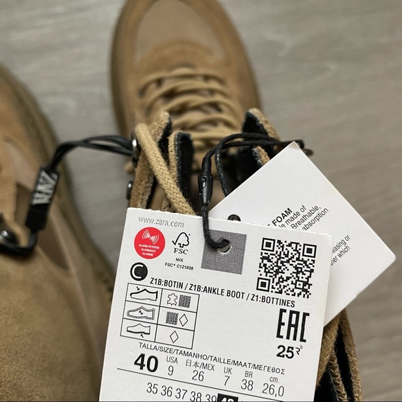 Bloggers Fave Zara Laced Split Leather Low Heel Ankle Boots Size 9 - Picture 13 of 16